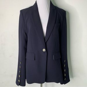 Veronica Beard Women's Navy Blue Steele Cutaway Dickey Blazer Jacket Size 8